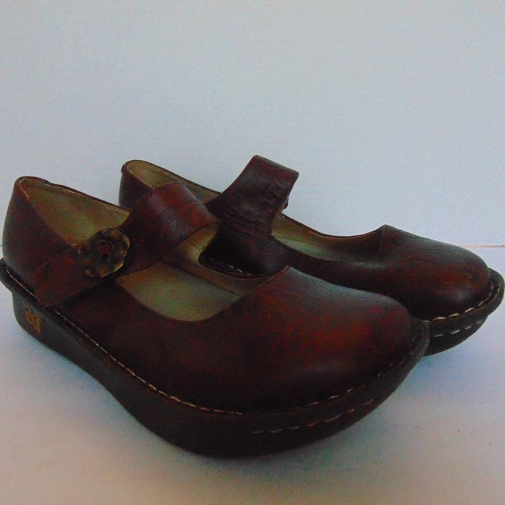 Womens Alegria Brown Leather Mary Janes - PAL 574- Size 39 ( 8.5)